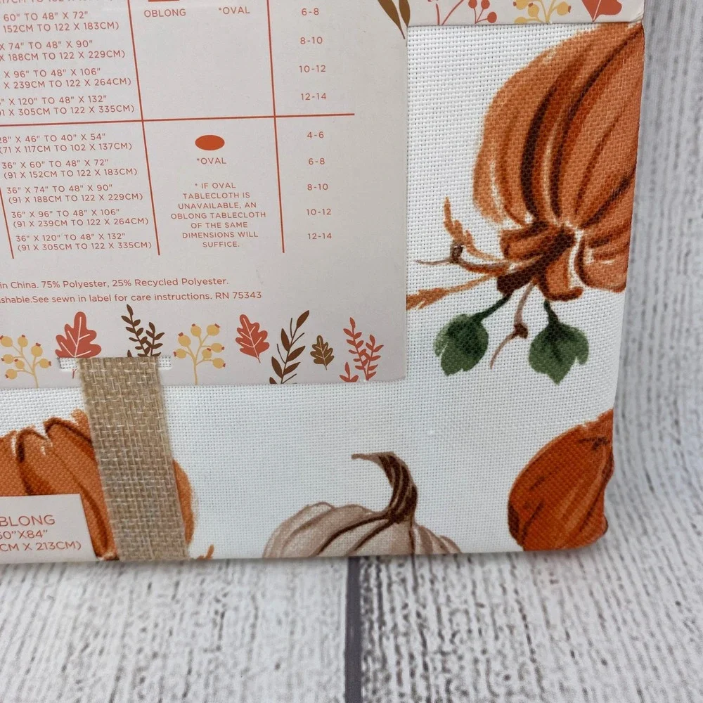 Rachel Ashwell Farmhouse Tablecloth 60x84 Pumpkin Fall Harvest Autumn Rustic